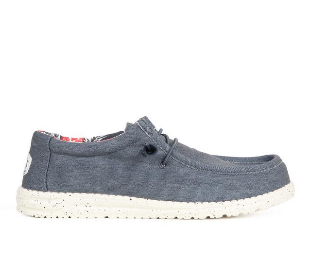 Men's HEYDUDE Wally Stretch Canvas Casual Shoes in Blue color