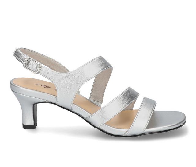 Women's Easy Street Como Dress Sandals in Silver color