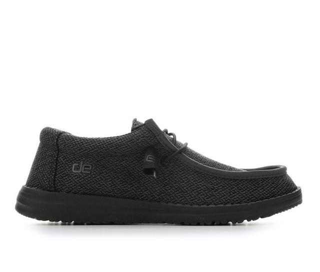 Men's HEYDUDE Wally Sox Micro Casual Shoes in Total Black color