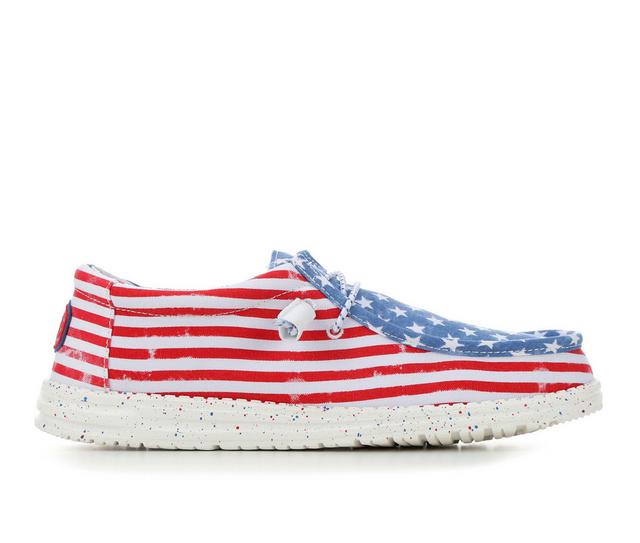 Men's HEYDUDE Wally Patriotic Casual Shoes in Stars/Stripes color