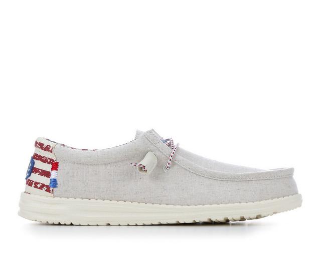 Men's HEYDUDE Wally Patriotic Casual Shoes in Off White color