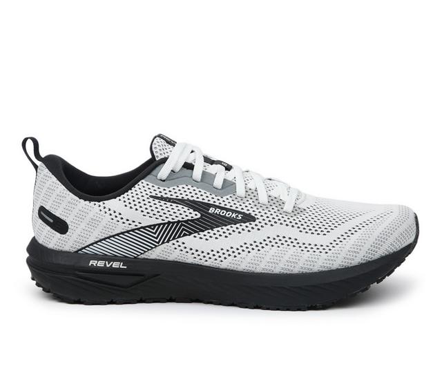 Men's Brooks Revel 6 Running Shoes in WHITE/BLACK color