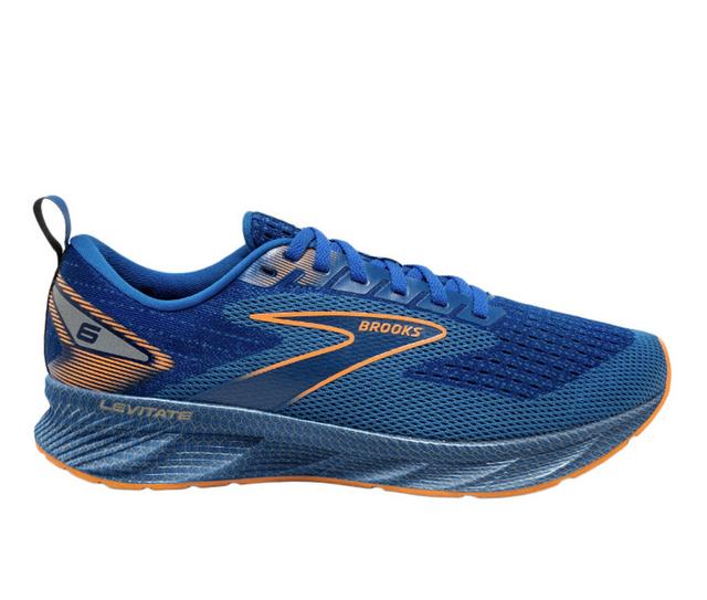 Men's Brooks Levitate 6 Running Shoes in BLUE/ORANGE color