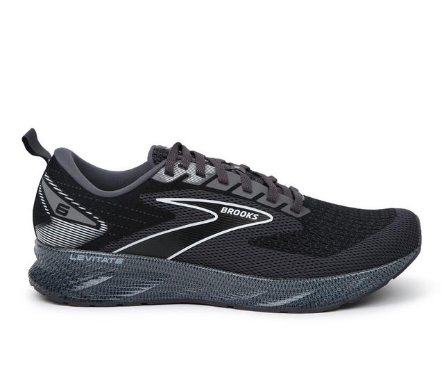 Men's Brooks Levitate 6 Running Shoes in BLK PRL/WHT color