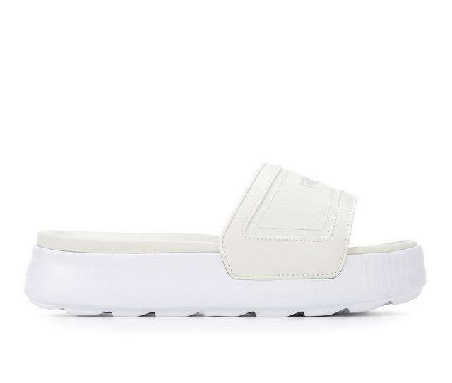 Women's Puma Karmen Slide Platform Slide Sandals in Vap Grey/White color