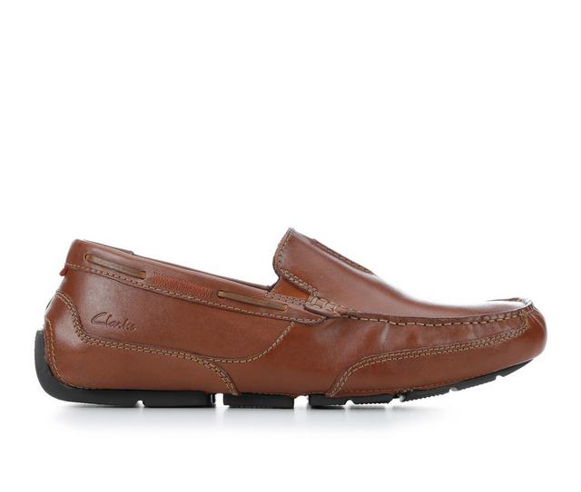 Men's Clarks Markman Seam Driving Moccasins in Dk Tan Leather color