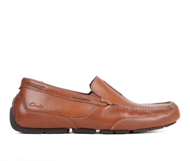 Men's Clarks Markman Seam Driving Moccasins in Dk Tan Leather color