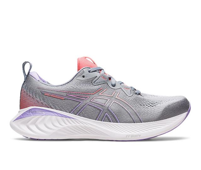 Women's ASICS Gel Cumulus 25 Running Shoes in Grey/Papaya color