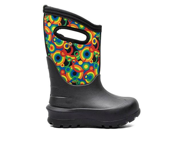 Kids' Bogs Footwear Little Kid & Big Kid Neo Classic Circle Rain Boots in Black Multi color