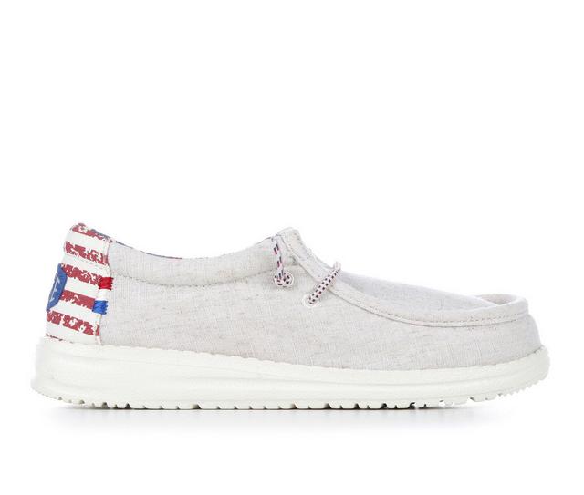 Boys' HEYDUDE Little Kid & Big Kid Wally Youth Flag Slip-On Shoes in White/Patriotic color