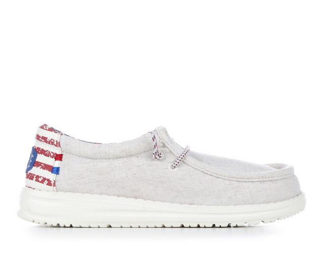 Boys' HEYDUDE Little Kid & Big Kid Wally Youth Flag Casual Shoes in White/Patriotic color