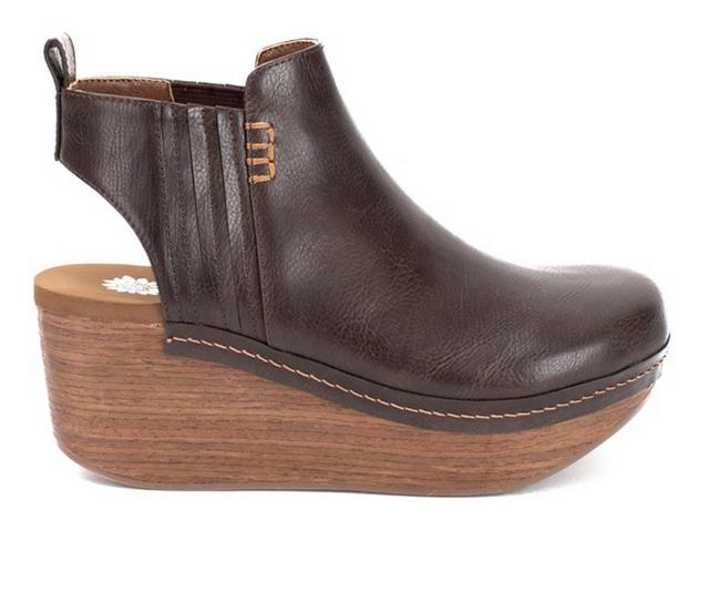 Women's Yellow Box Barty Wedge Clogs in Brown color