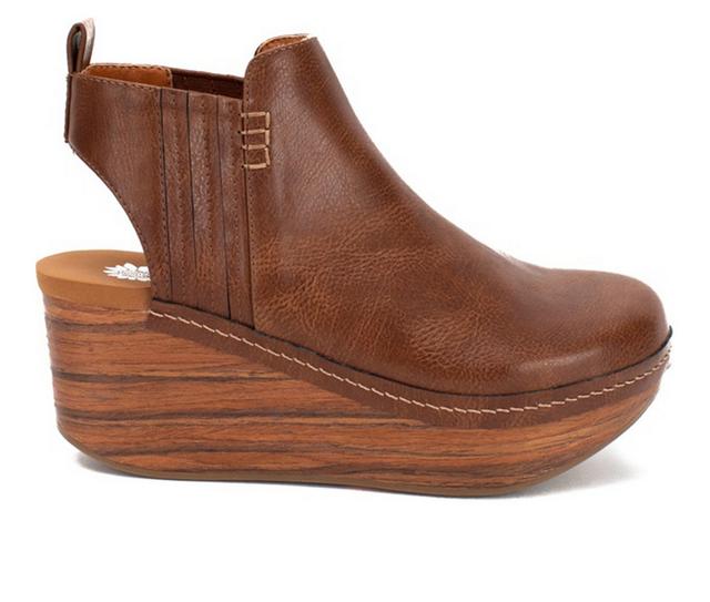 Women's Yellow Box Barty Wedge Clogs in Tan color