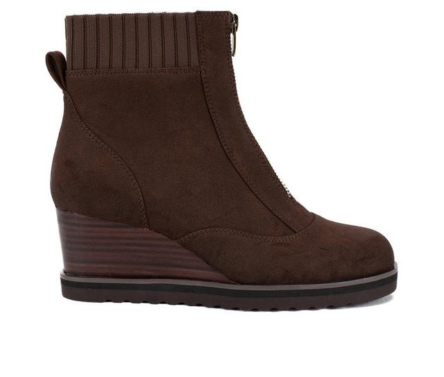 Women's Yellow Box Corado Wedge Booties in Brown color