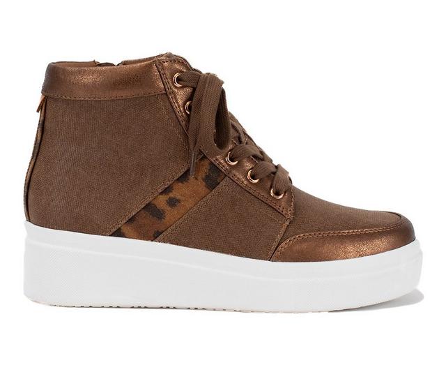 Women's Yellow Box Edisia Sneaker Booties in Brown color