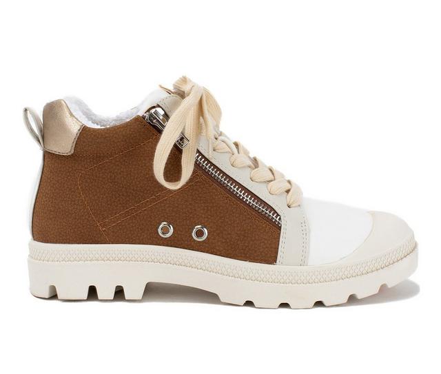 Women's Yellow Box Parrott High Top Fashion Sneakers in Tan color