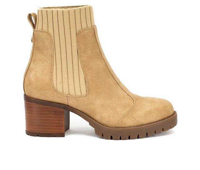 Adults' Yellow Box Taiya Heeled Chelsea Booties in Sand color