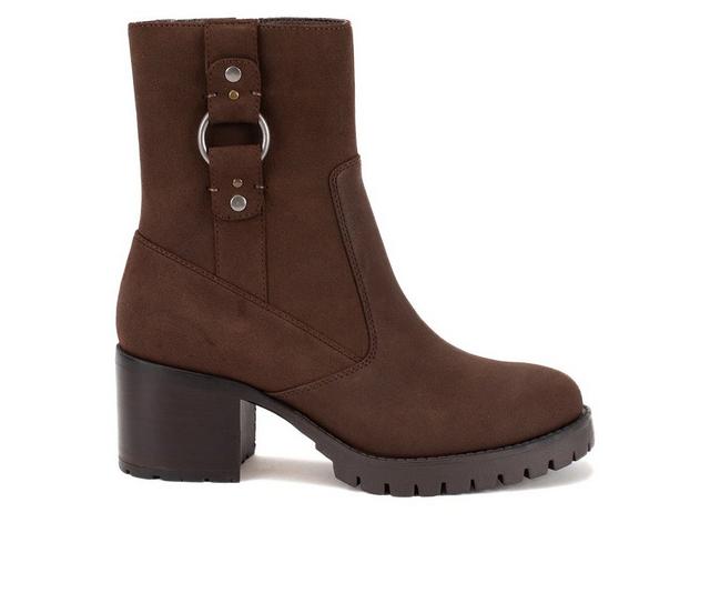 Women's Yellow Box Tangie Mid Cald Booties in Brown color