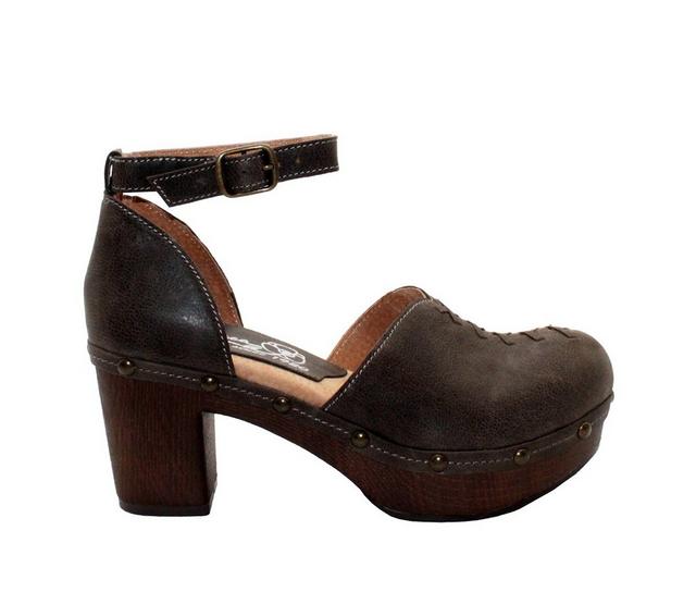 Women's SBICCA Donerail Block Heel Clogs in Charcoal color