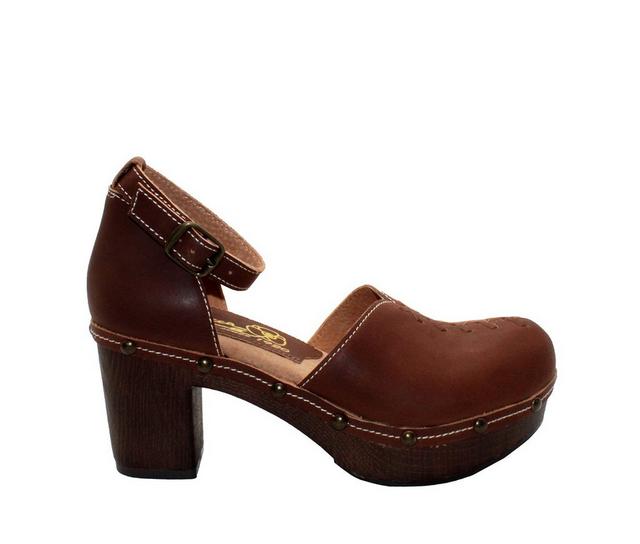 Women's SBICCA Donerail Block Heel Clogs in Rust color