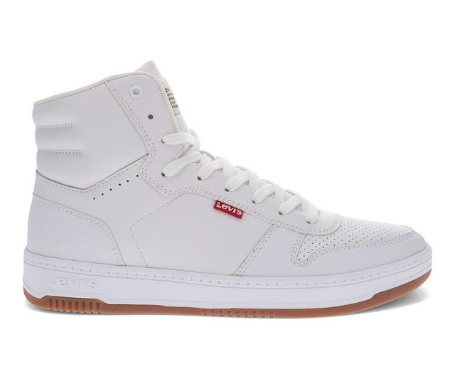 Men's Levis Drive Hi Sneakers in White/Gum color