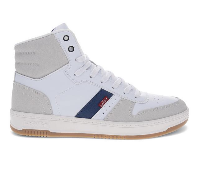 Men's Levis Drive Hi Sneakers in Wht/Ntrl/Indigo color