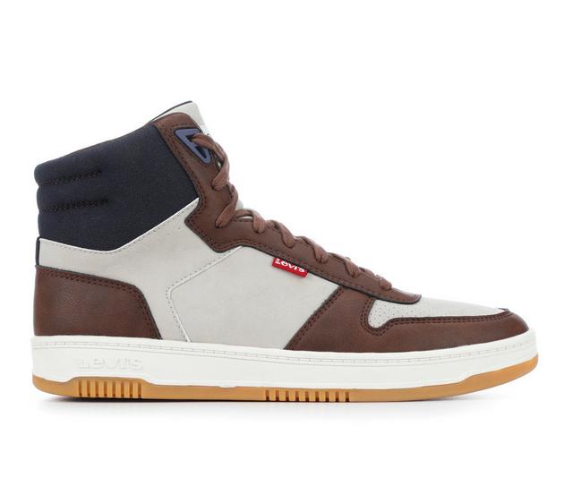 Men's Levis Drive Hi Sneakers in Stone/Brwn/Navy color