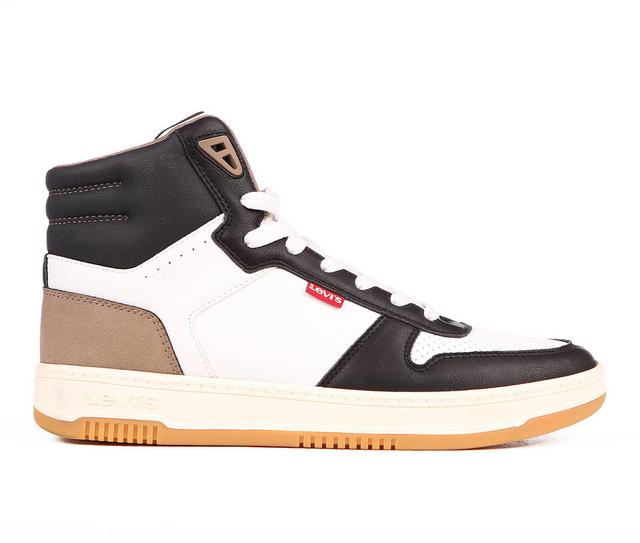 Men's Levis Drive Hi Sneakers in Wht/Black/Khaki color