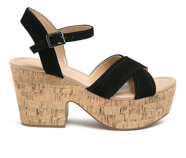 Women's Rag & Co Ulla Platform Wedge Sandals in Black color