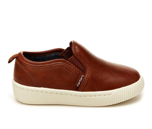 Boys' Carters Toddler & Little Kid Ricky Slip On Sneaklers in Brown color