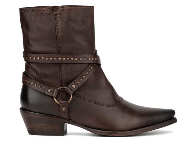 Women's Vintage Foundry Co Alissa Western Inspired Booties in Brown color