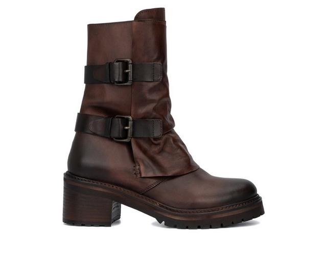 Women's Vintage Foundry Co Margot Heeled Booties in Brown color