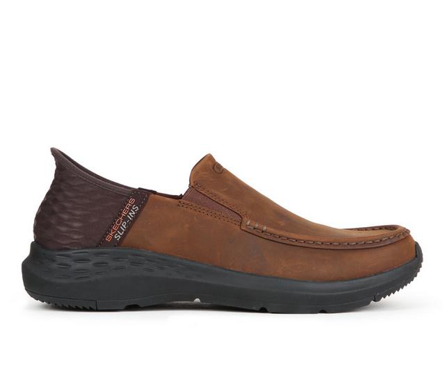 Men's Skechers 204866 Parson Slip In Slip-On Shoes in Dark Brown Lea color