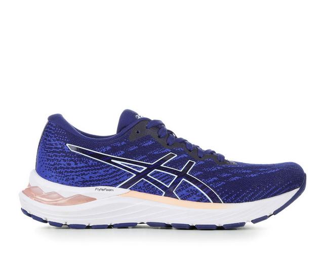 Women's ASICS Stratus 3 Running Shoes in Blue/Org/White color