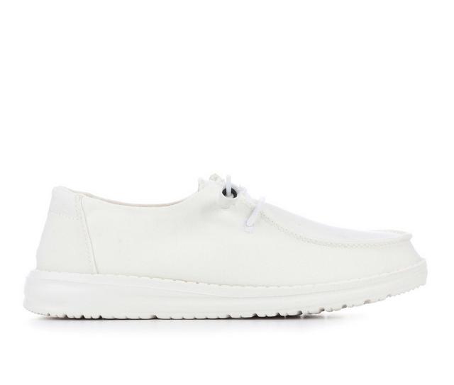 Women's HEYDUDE Wendy Slub Canvas Casual Shoes in White color