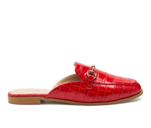 Women's London Rag Velvet Mules in Dk Red color