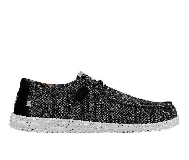 Men's HEYDUDE Wally Sox Stitch Casual Shoes in Black White color