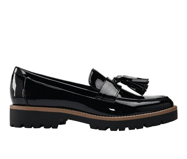 Women's Bandolino Fillup Chunky Loafers in Black Patent color