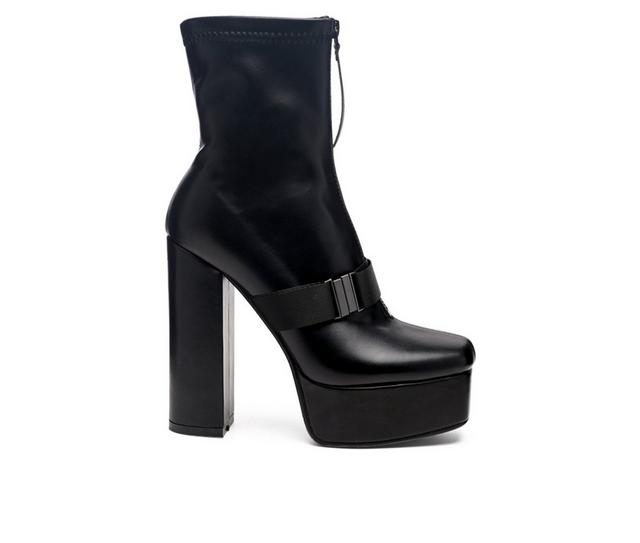 Women's London Rag Boomer Platform Heeled Booties in Black color