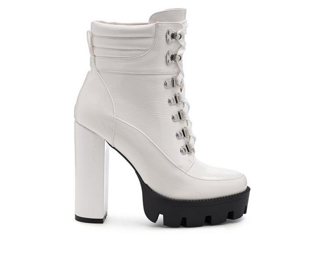 Women's London Rag Stopper Heeled Combat Booties in White color