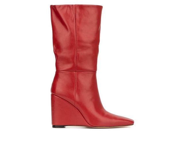 Women's Torgeis Milan Mid Calf Wedge Booties in Red color