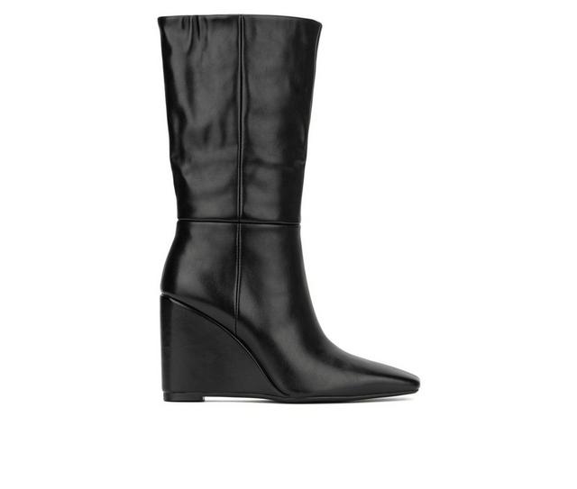 Women's Torgeis Milan Mid Calf Wedge Booties in Black color