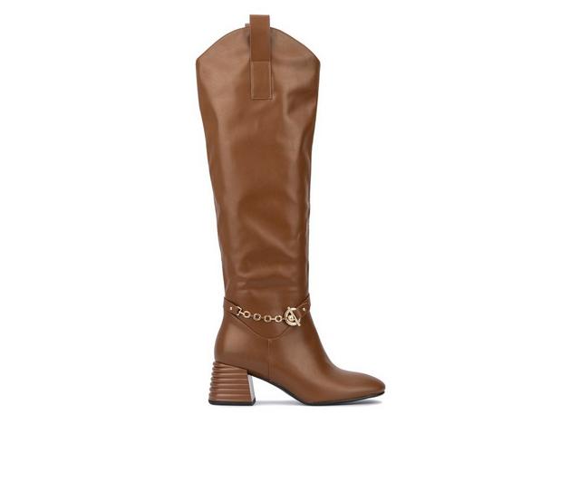 Women's Torgeis Elenora Knee High Heeled Boots in Cognac color
