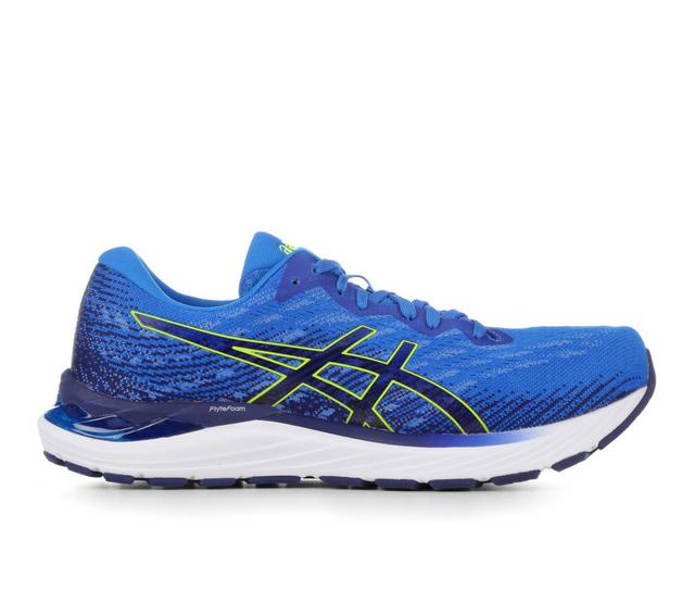 Men's ASICS Gel Stratus 3 Knit Running Shoes in Blue/Yellow color