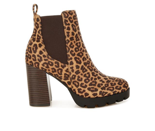Women's London Rag Sonia Block Heel Booties in Leopard color