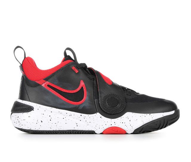 Boys' Nike Big Kid Team Hustle D11 Basketball Shoes in Black/Wht/Red color