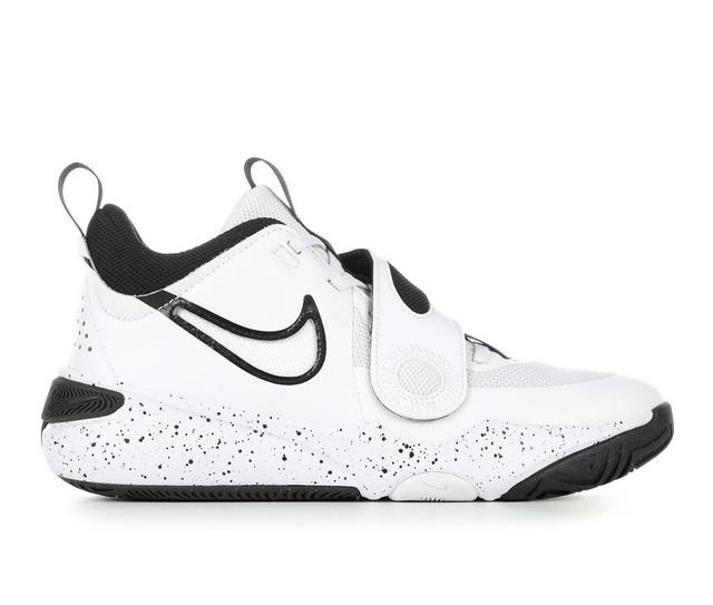 Boys' Nike Big Kid Team Hustle D11 Basketball Shoes in White/Black color