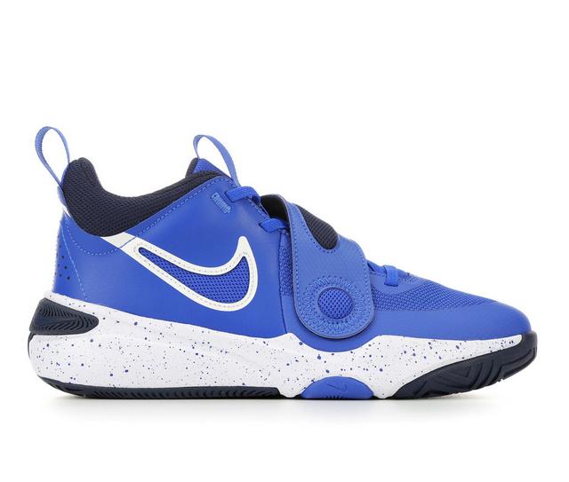 Boys' Nike Big Kid Team Hustle D11 Basketball Shoes in Royal/Wht/Wht color