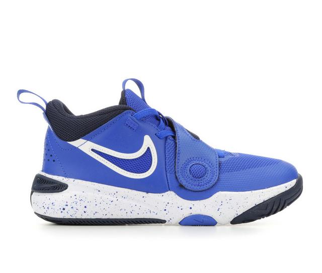 Boys' Nike Little Kid Team Hustle D11 Basketball Shoes in Royal/Wht/Wht color