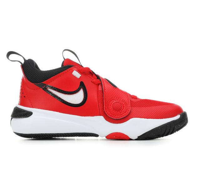 Boys' Nike Little Kid Team Hustle D11 Basketball Shoes in UnivRed/Blk/Wht color